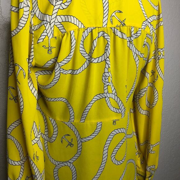 Cabi yellow and white anchor rope print tie front top size Medium #5707 - Picture 13 of 15